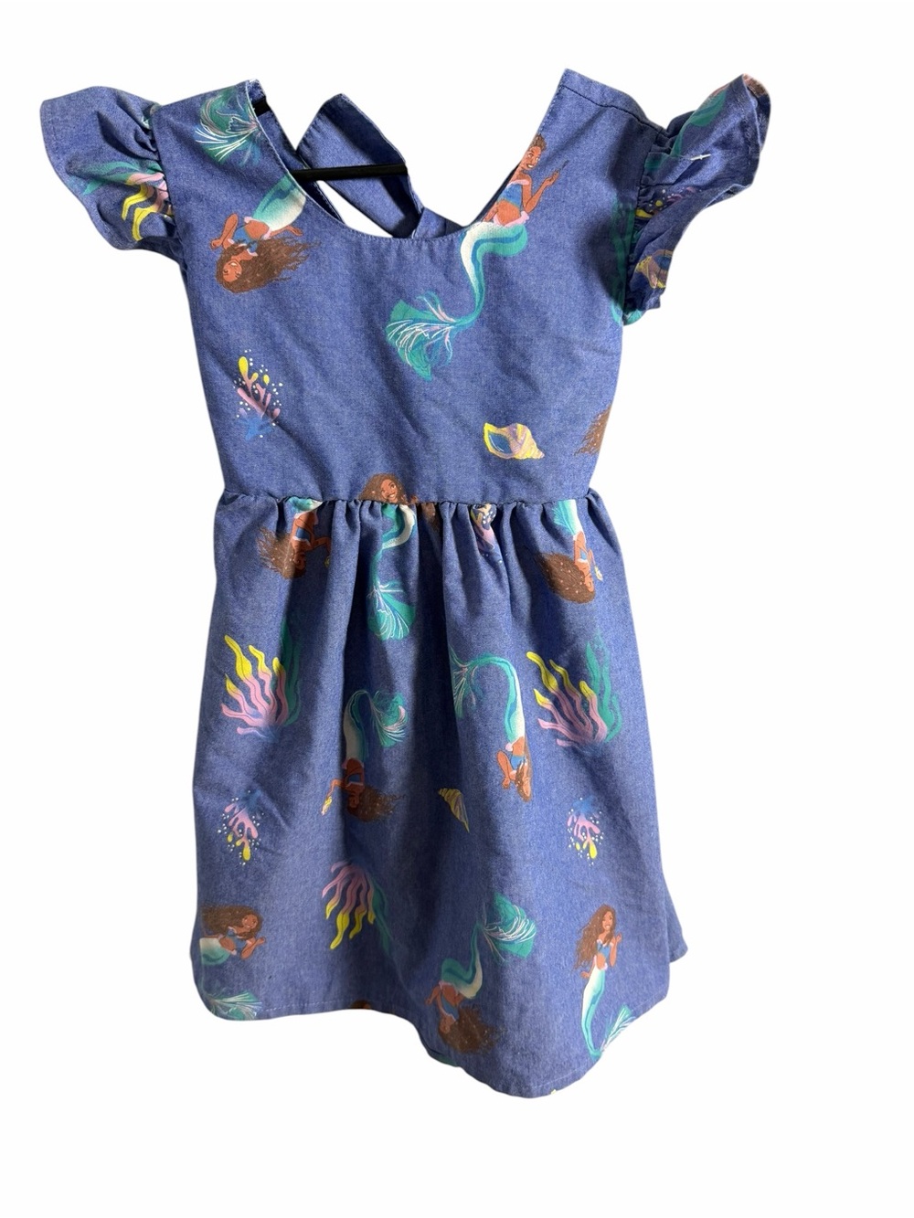 Disney Blue Mermaid Print Casual Dress for Girls